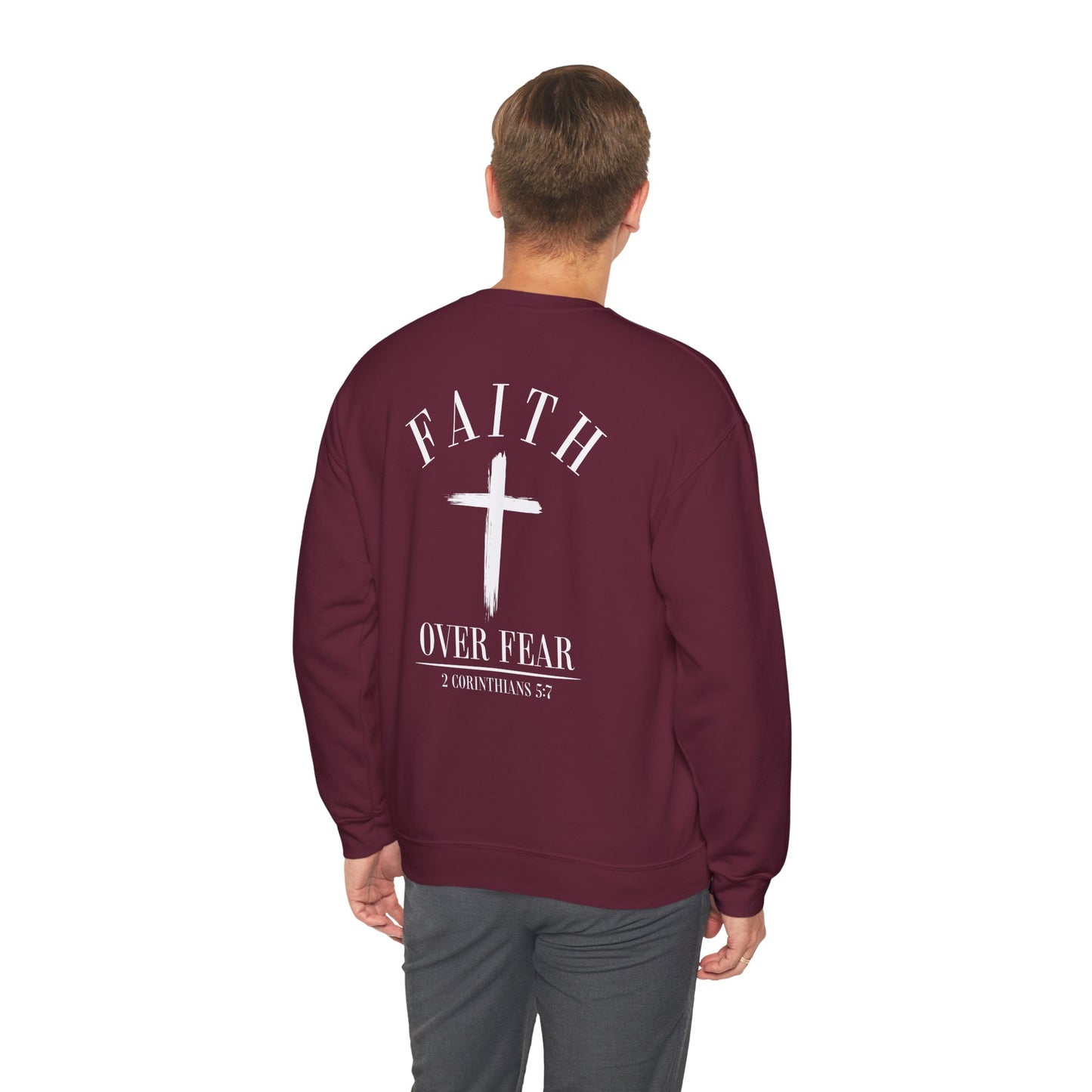 Faith Over Fear Crewneck Sweatshirt — Faith Christian Cross Pullover