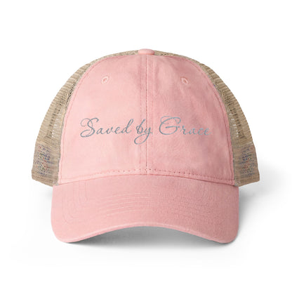Saved by Grace Women's Washed Mesh-Back Cap