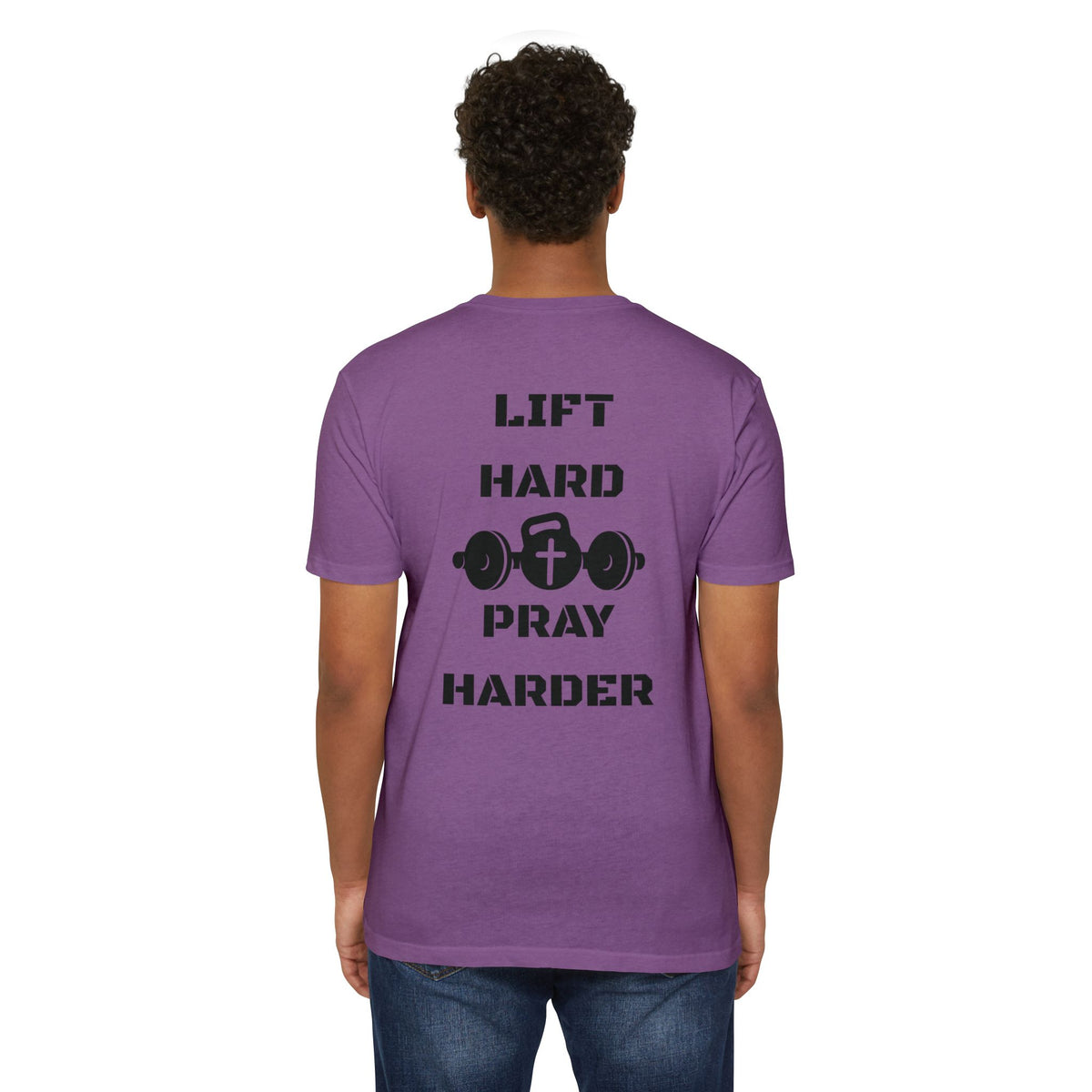 Christian Gym T-Shirt — "Lift Hard Pray Harder" Athletic Faith Tee