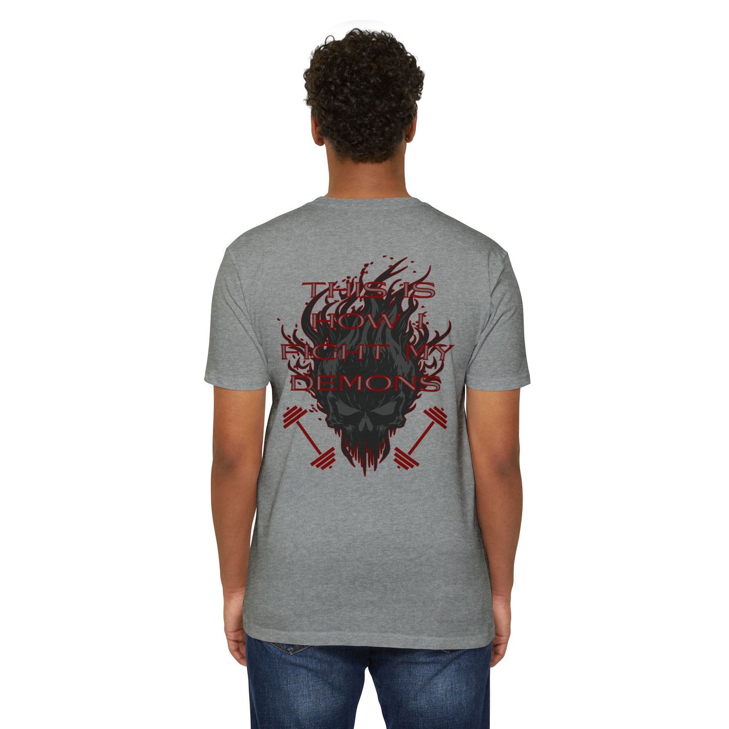 Bible & Barbell T-Shirt — 'This Is How I Fight My Demons' Fitness Faith Tee