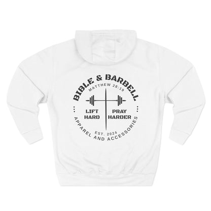Bible & Barbell Logo Fleece Hoodie | Fitness Gift | Gym Apparel | Christian Hoodie | Workout Wear