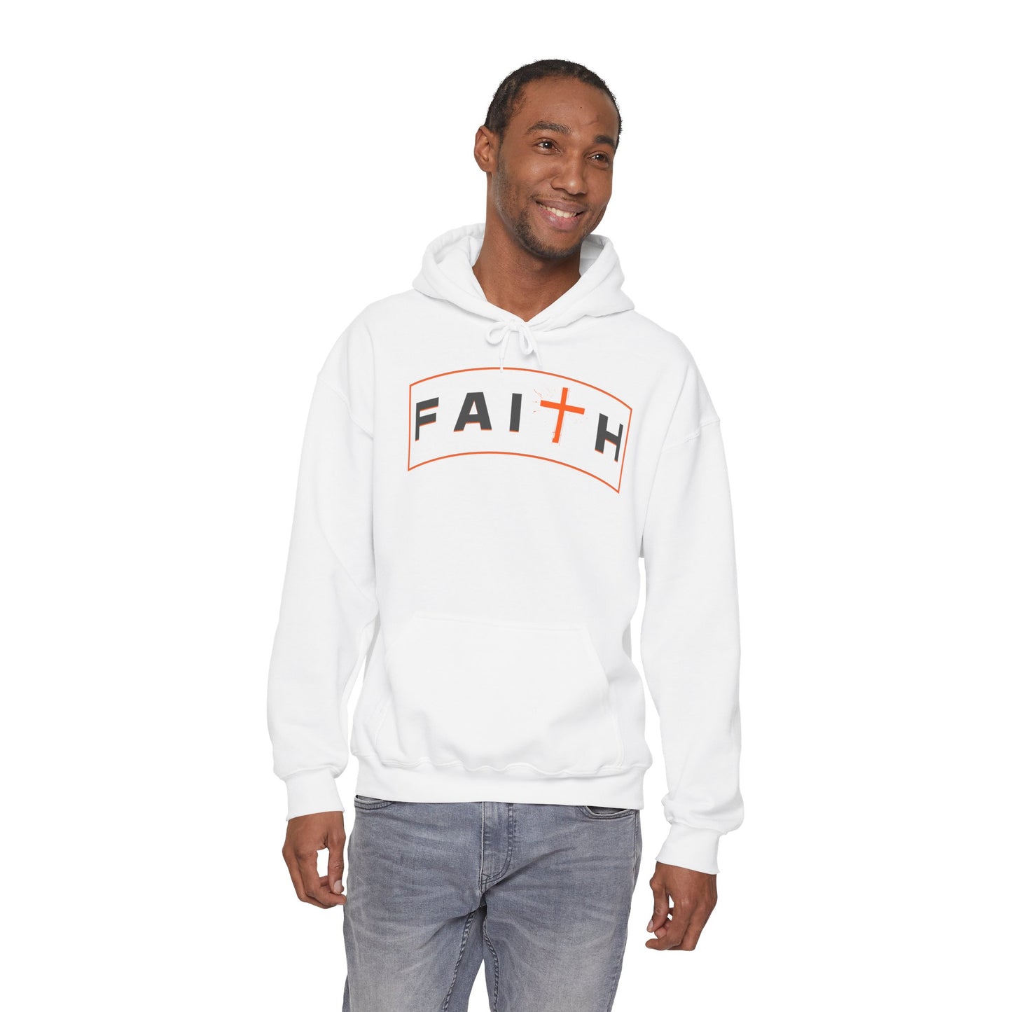 Orange Faith Cross Hoodie