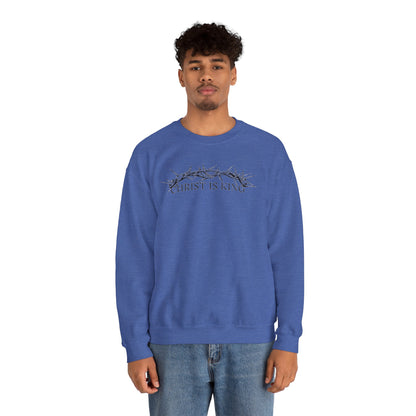 "Christ Is King" Crown of Thorns Christian Pullover Crewneck Sweatshirt