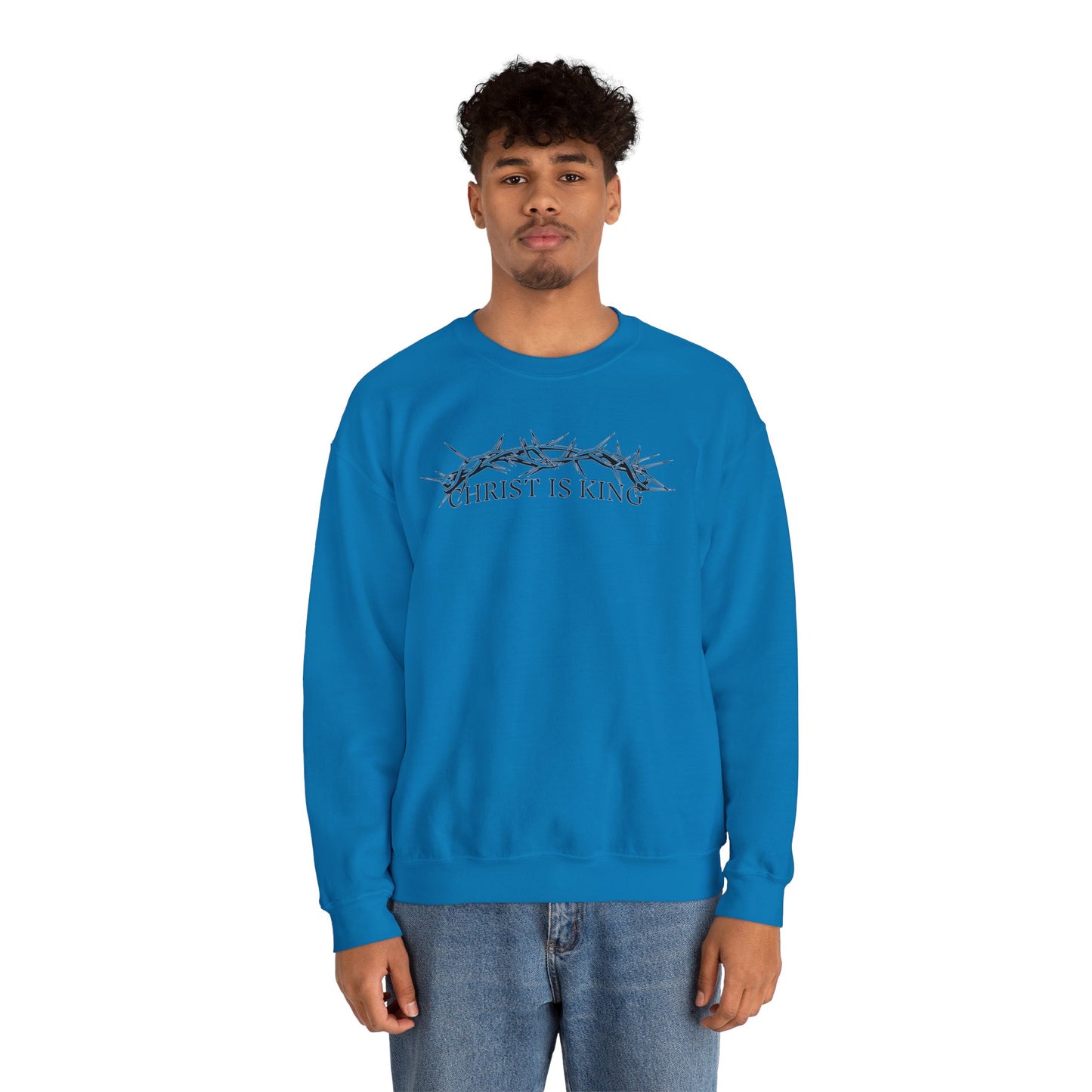 "Christ Is King" Crown of Thorns Christian Pullover Crewneck Sweatshirt