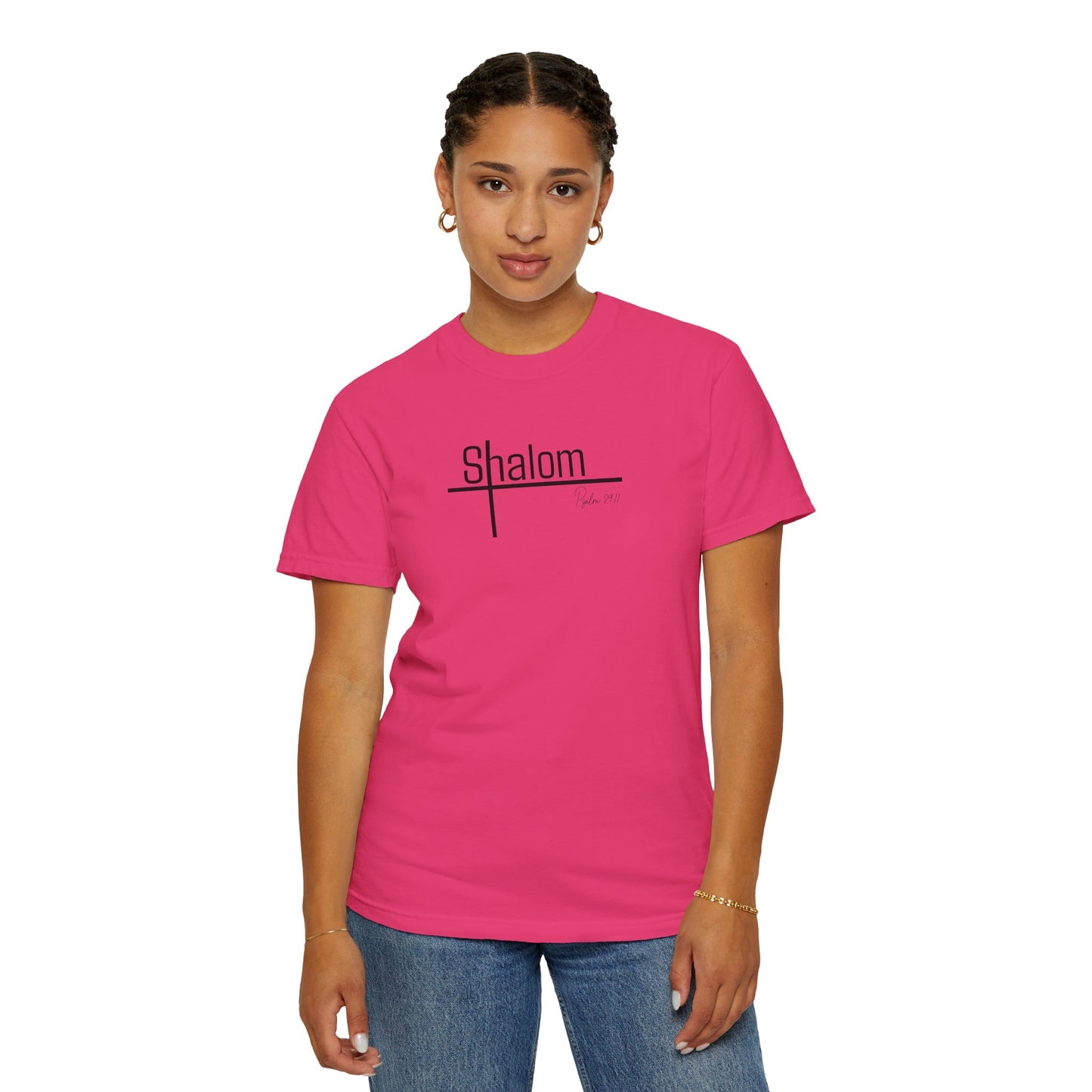 Garment-Dyed T-shirt with 'Shalom' Design