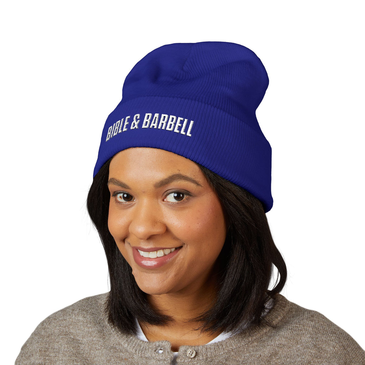 Bible & Barbell Embroidered Cuffed Beanie