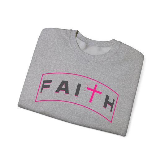 Faith Crewneck Sweatshirt — Pink Cross Graphic Christian Pullover