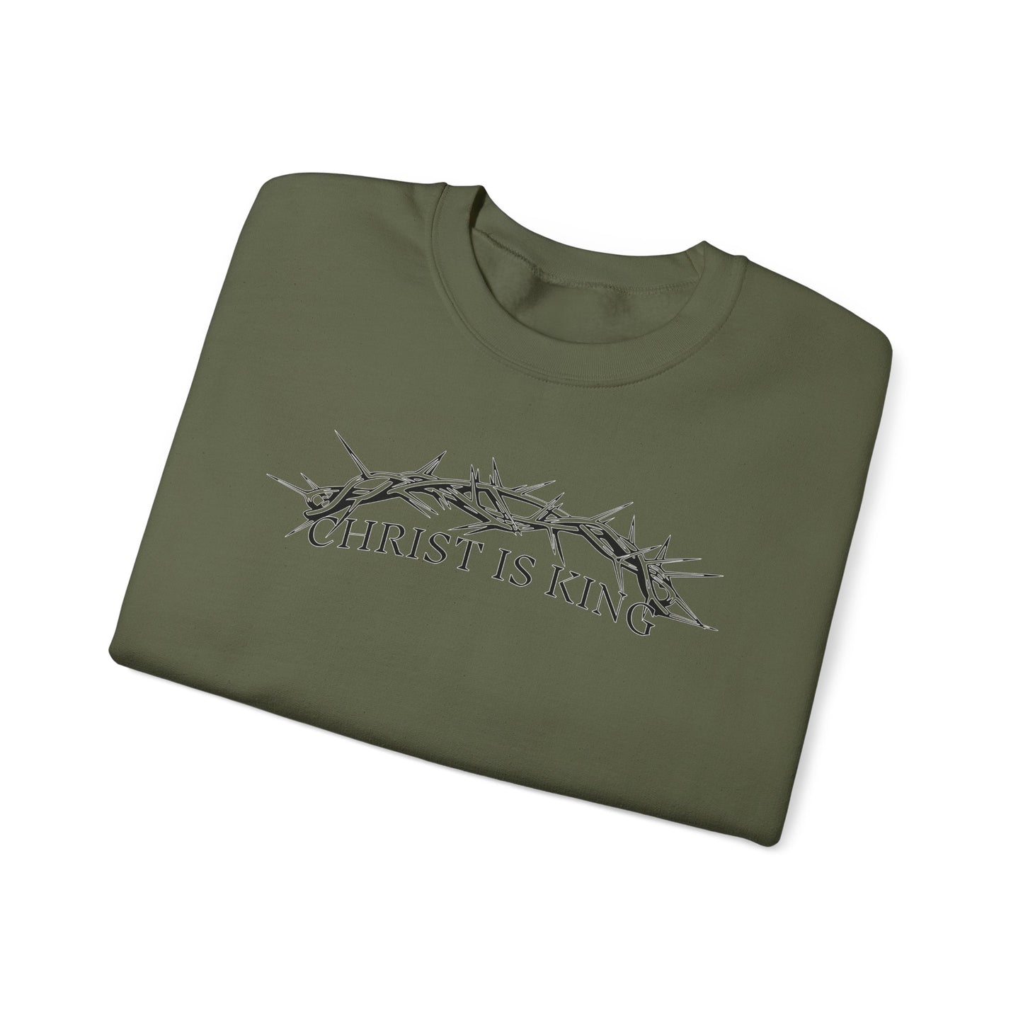 "Christ Is King" Crown of Thorns Christian Pullover Crewneck Sweatshirt