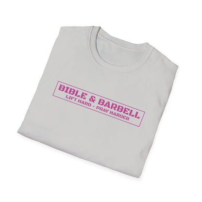 Bible & Barbell Pink Boxed Logo T-Shirt