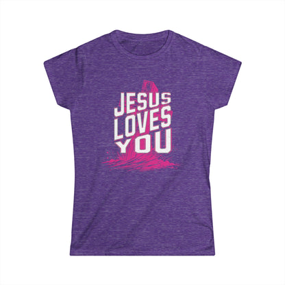Jesus Loves You Women's Softstyle Tee, Christian T-Shirt, Faith Apparel, Inspirational Gift, Casual Wear, Religious Statement Top
