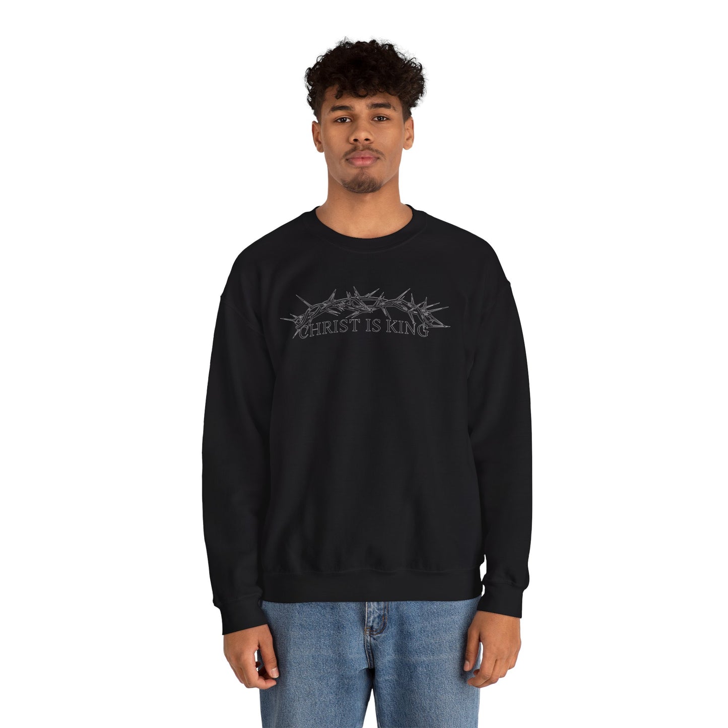 "Christ Is King" Crown of Thorns Christian Pullover Crewneck Sweatshirt
