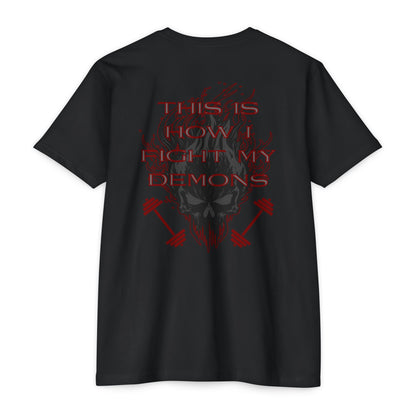 Bible & Barbell T-Shirt — 'This Is How I Fight My Demons' Fitness Faith Tee