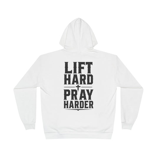 Lift Hard Pray Harder Hoodie — Bible & Barbell Faith Workout Pullover