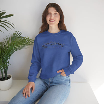 "Christ Is King" Crown of Thorns Christian Pullover Crewneck Sweatshirt
