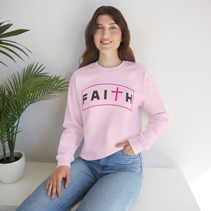 Faith Crewneck Sweatshirt — Pink Cross Graphic Christian Pullover