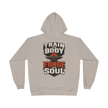 Train the Body Forge the Soul Hoodie — Bible & Barbell Fitness Pullover
