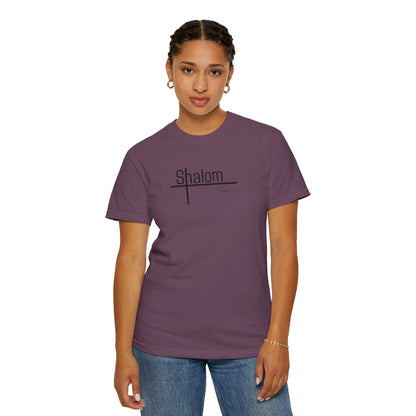 Garment-Dyed T-shirt with 'Shalom' Design - Casual Wear, Spiritual Apparel, Unisex Tee, Comfortable Everyday Shirt