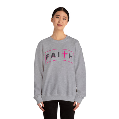 Faith Crewneck Sweatshirt — Pink Cross Graphic Christian Pullover