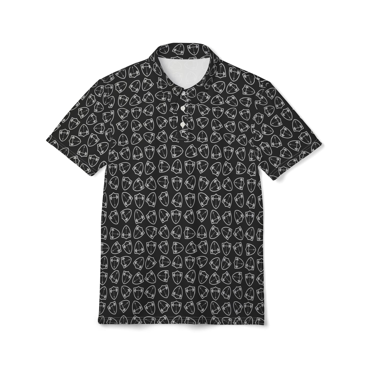 Bible & Barbell Logo Patterned Polo Shirt — All-Over Printed Golf Shirt