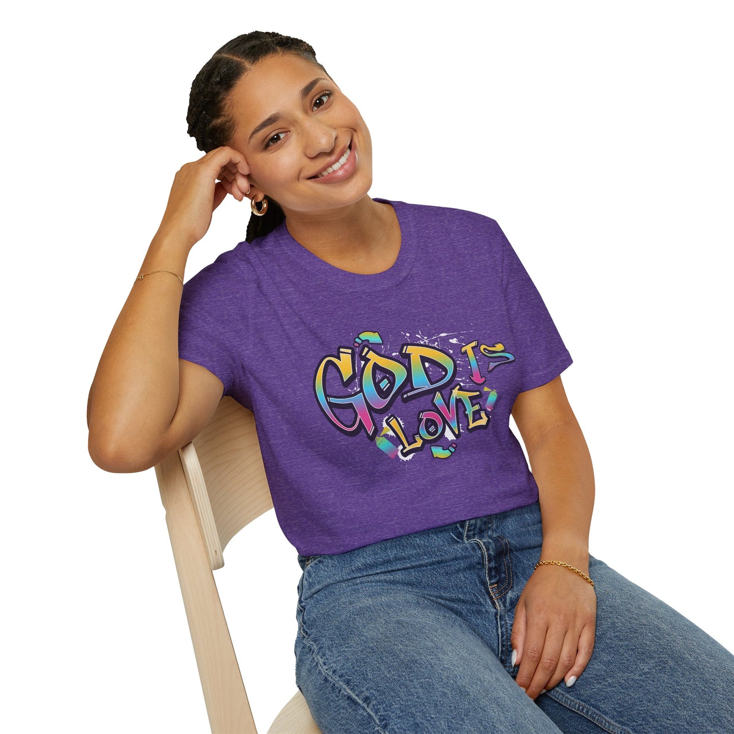 God Is Love T-Shirt — Colorful Graffiti Faith Tee