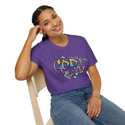 God Is Love T-Shirt — Colorful Graffiti Faith Tee