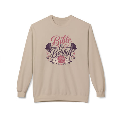 Bible & Barbell Crewneck Sweatshirt — Christian Fitness Floral Gym Pullover