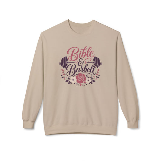 Bible & Barbell Crewneck Sweatshirt — Christian Fitness Floral Gym Pullover