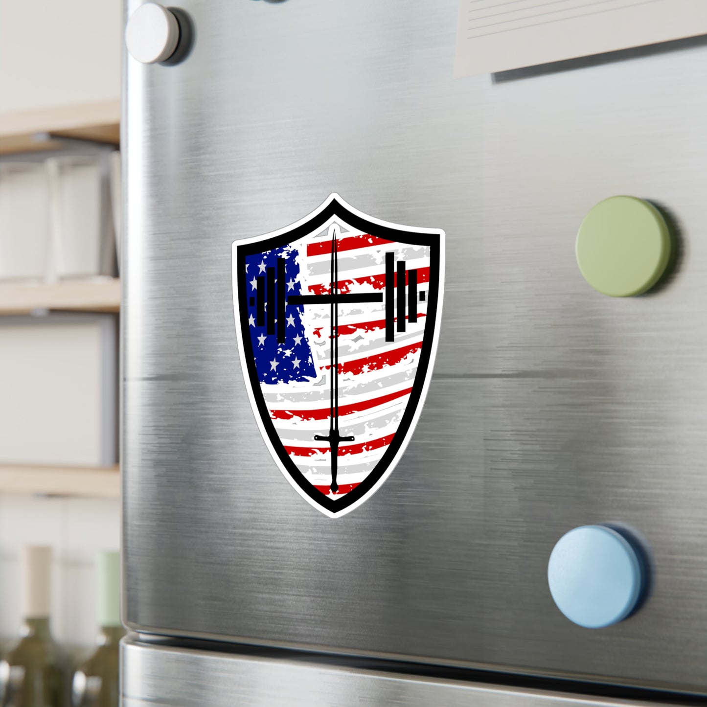 Bible & Barbell American Flag Logo Sticker — Kiss-Cut Vinyl Decal