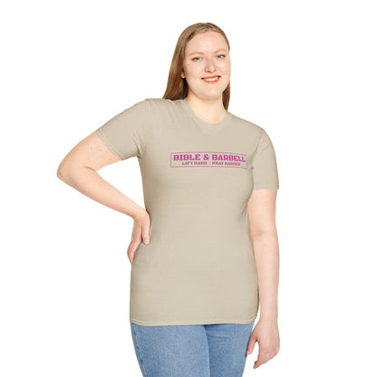 Bible & Barbell Pink Boxed Logo T-Shirt