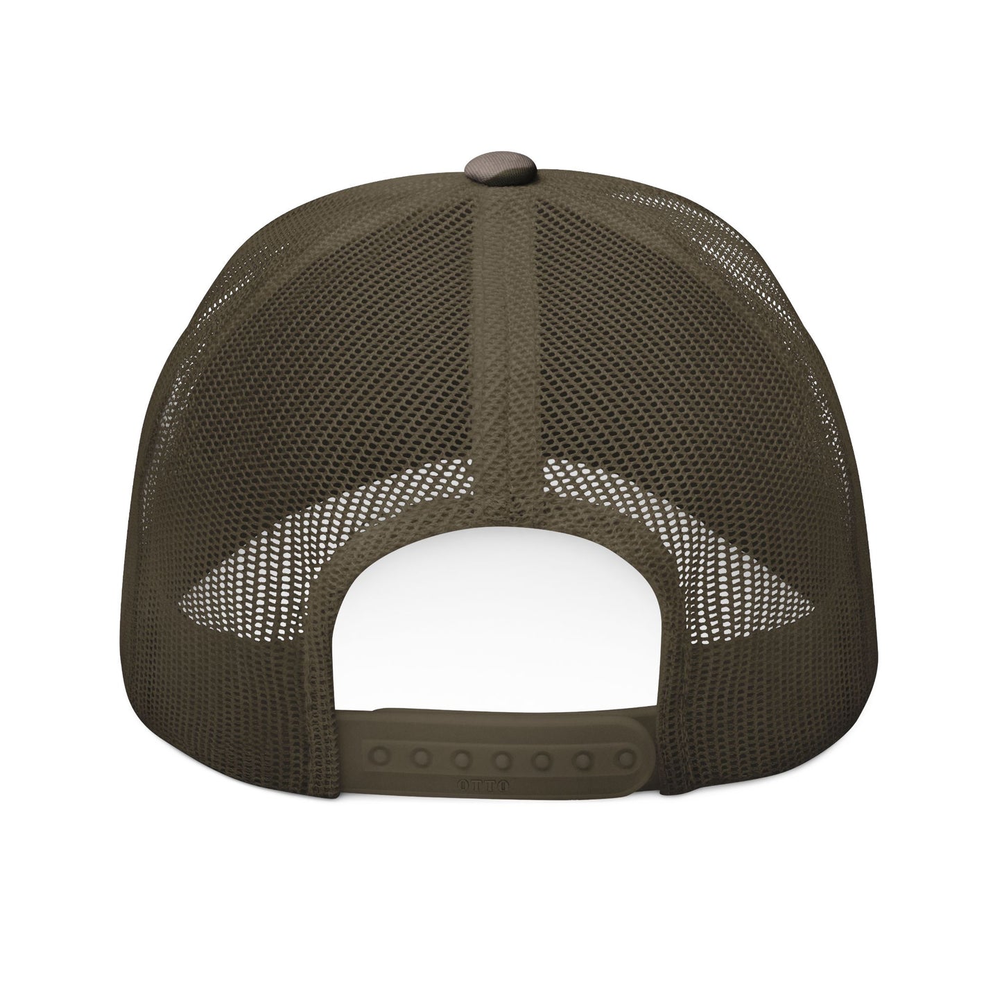 Bible & Barbell Logo Camouflage Trucker Hat — Embroidered Shield Logo Camouflage Cap