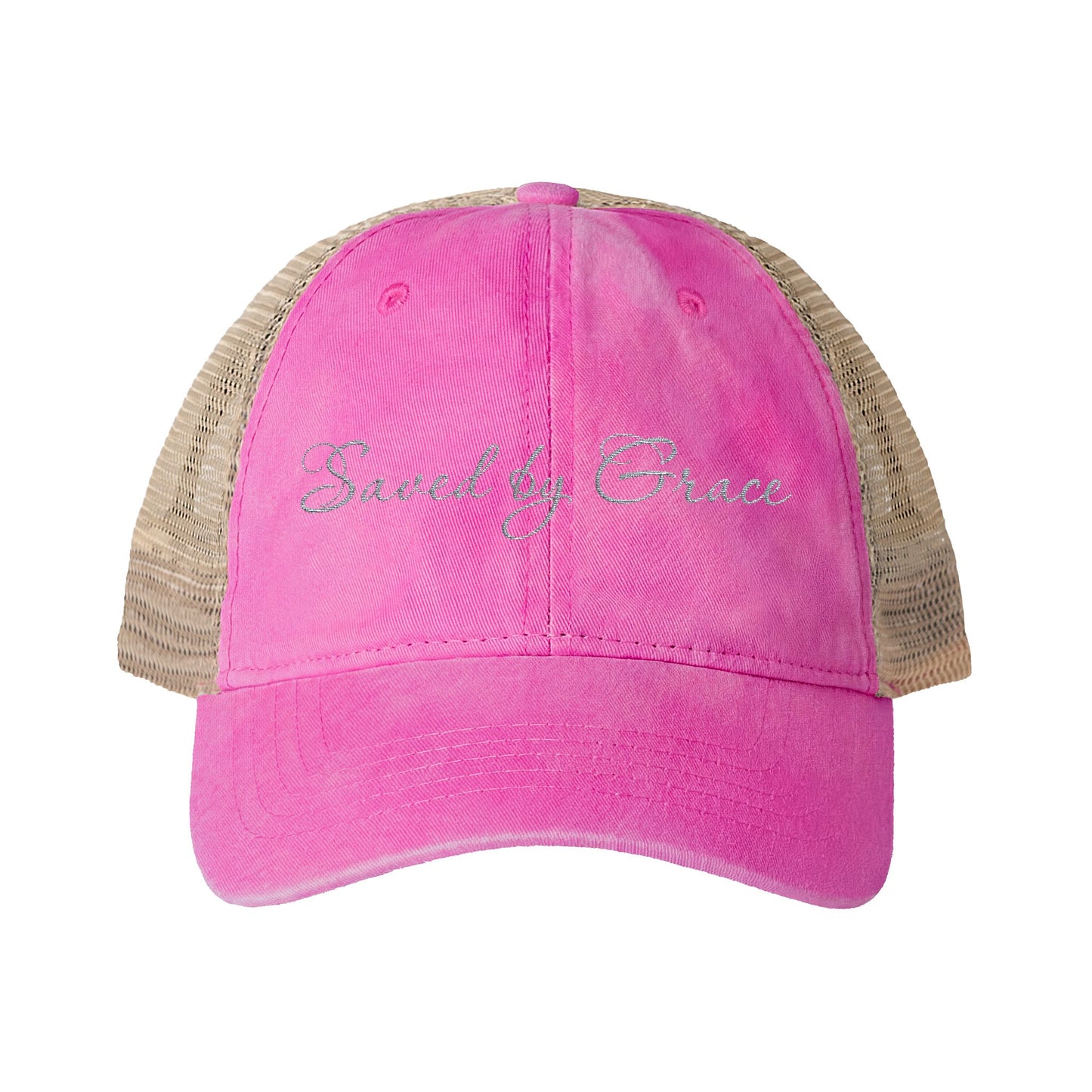 Saved by Grace Women's Washed Mesh-Back Cap