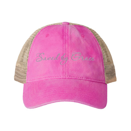 Saved by Grace Women's Washed Mesh-Back Cap