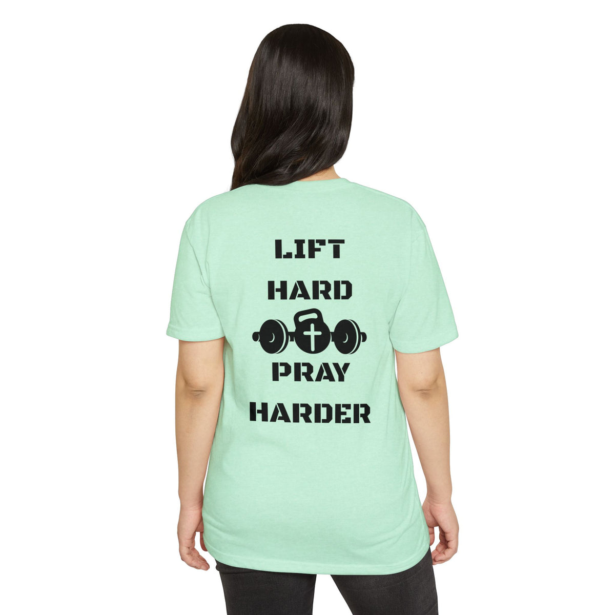 Christian Gym T-Shirt — "Lift Hard Pray Harder" Athletic Faith Tee