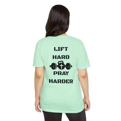 Christian Gym T-Shirt — "Lift Hard Pray Harder" Athletic Faith Tee