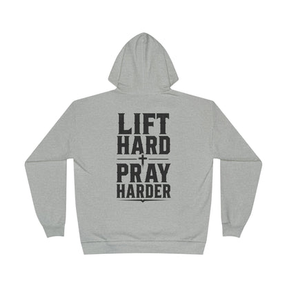 Lift Hard Pray Harder Hoodie — Bible & Barbell Faith Workout Pullover