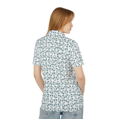 Bible & Barbell Teal Logo Pattern - Golf Ball Pattern Polo Shirt - All-Over Print Athletic Polo
