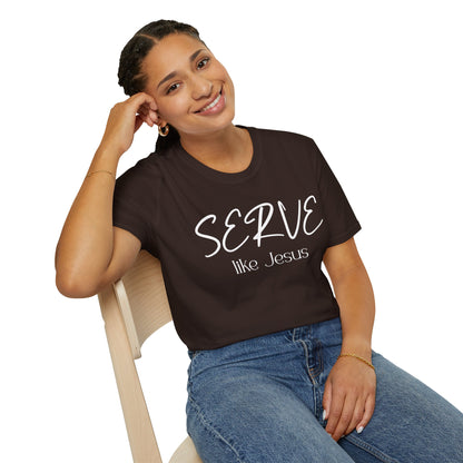 Serve Like Jesus T‑Shirt — Christian Faith Tee for Church, Volunteering & Inspirational Gifts