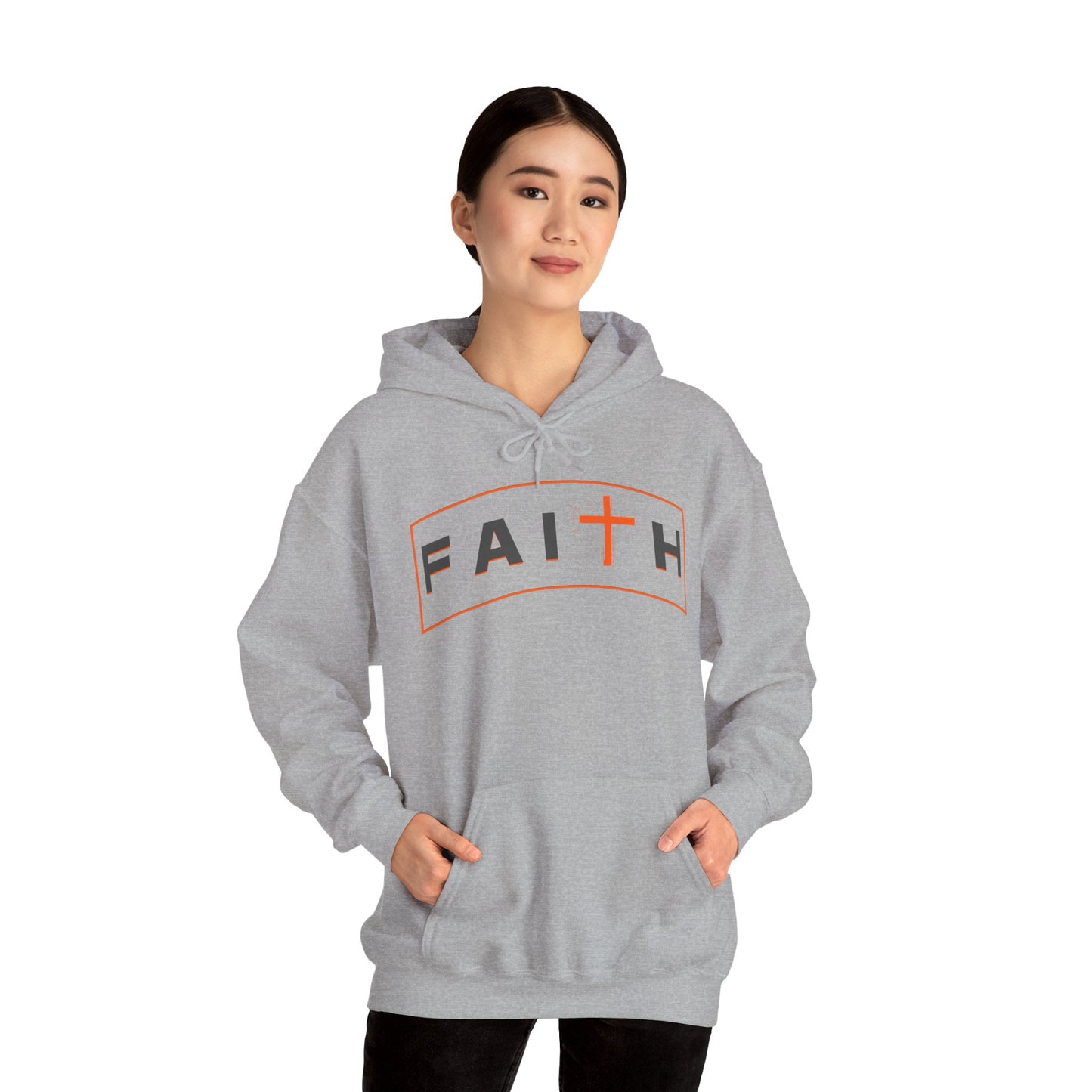 Orange Faith Cross Hoodie