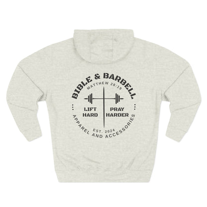 Bible & Barbell Logo Fleece Hoodie | Fitness Gift | Gym Apparel | Christian Hoodie | Workout Wear