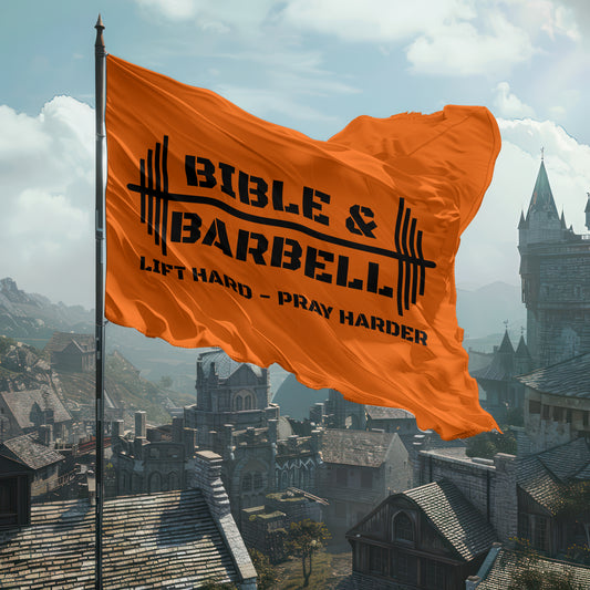 Bible & Barbell Orange Logo Flag