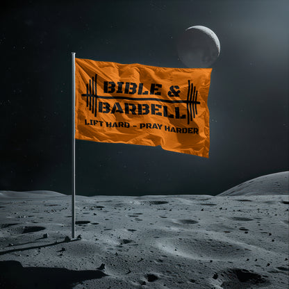Bible & Barbell Orange Logo Flag