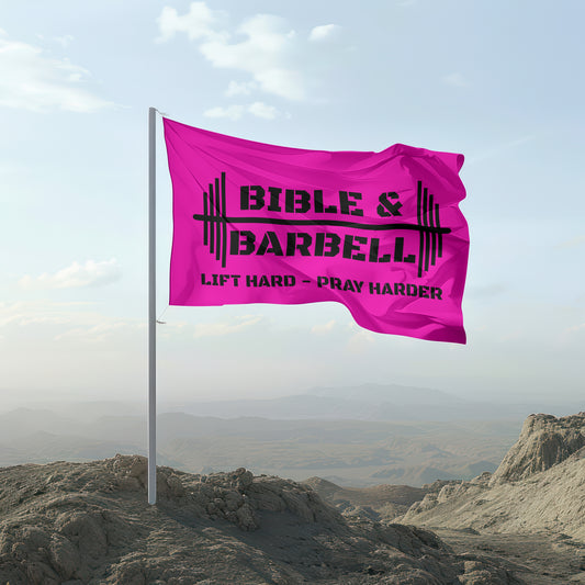 Bible & Barbell Pink Gym Flag
