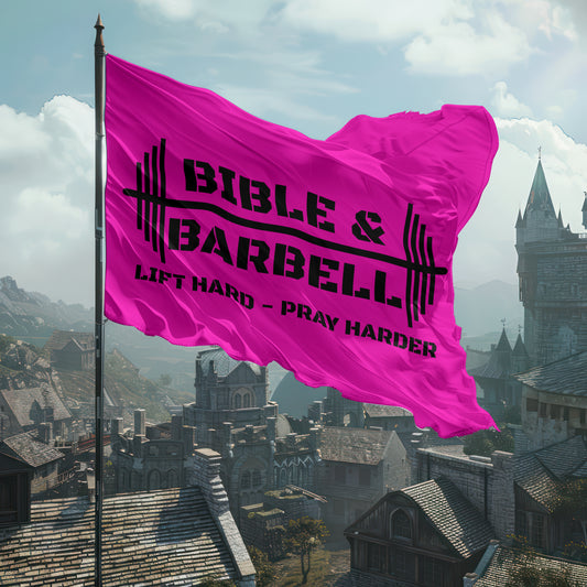 Bible & Barbell Pink Gym Flag