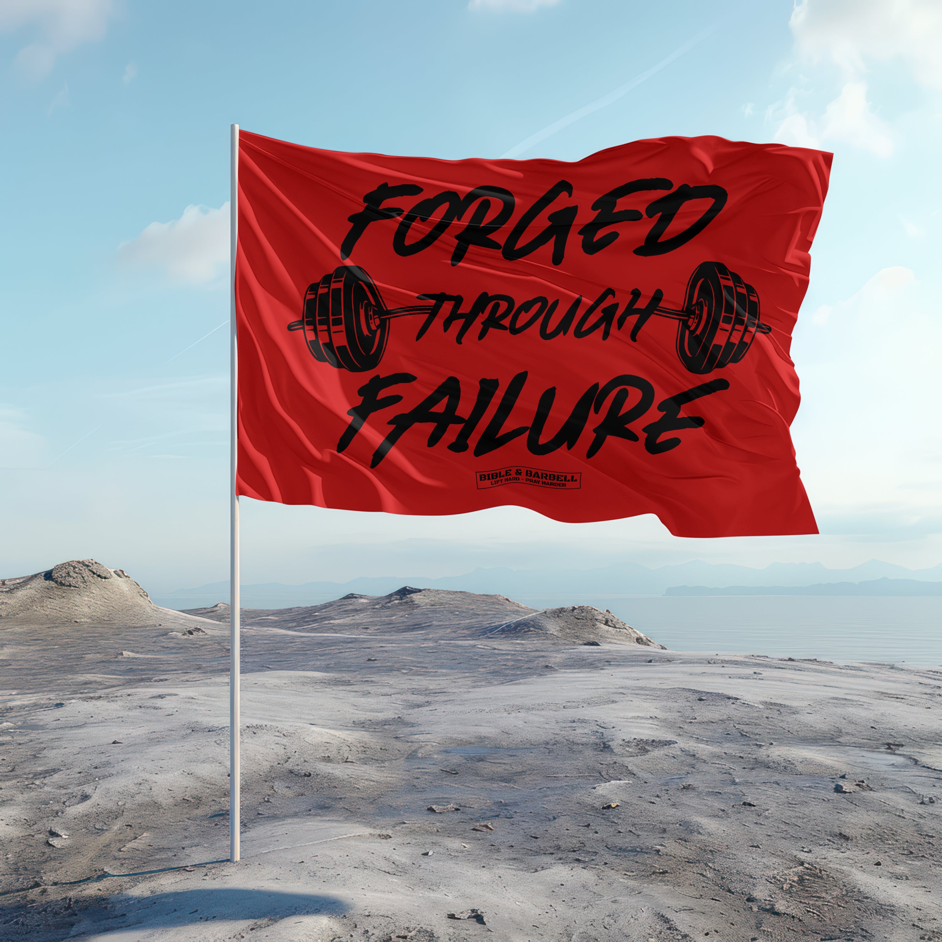 Forged Through Failure Gym Flag – Bible & Barbell