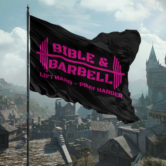 Lift Hard Pray Harder Black and Pink Gym Flag