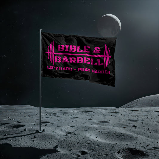 Lift Hard Pray Harder Black and Pink Gym Flag