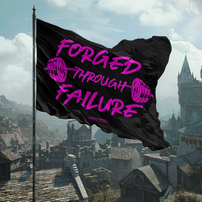 Forged Through Failure Black and Pink Gym Flag