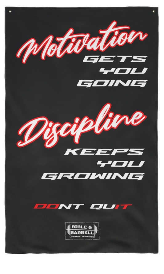 Motivation vs. Discipline Gym Flag 36"x60"
