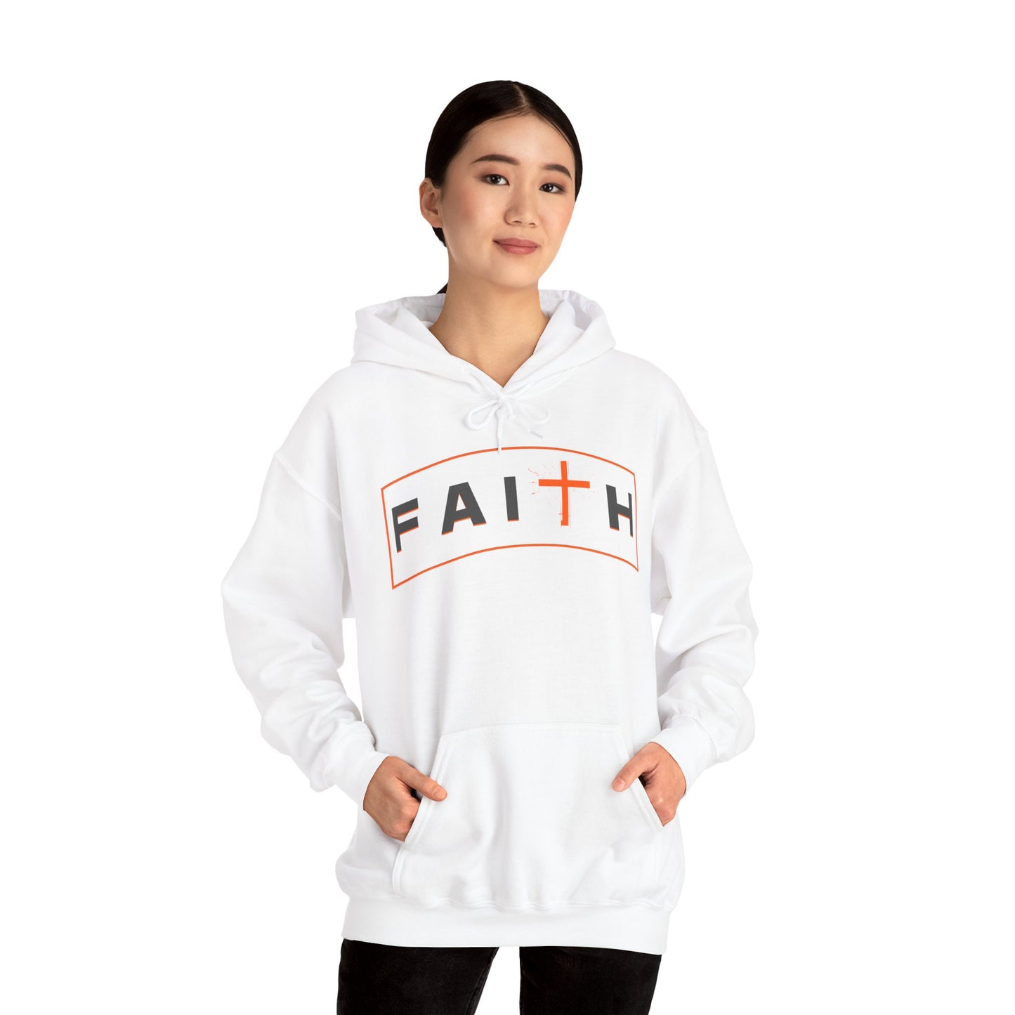 Orange Faith Cross Hoodie