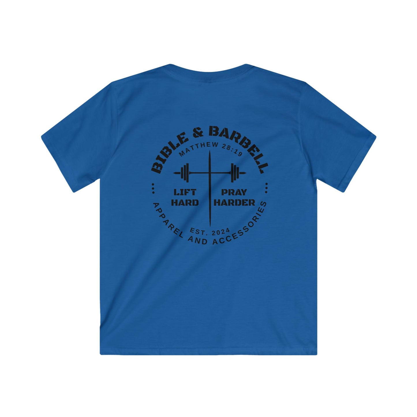 Kids Fitness Tee, Inspirational T-Shirt, Gym Kids Apparel, Motivational Youth Shirt, Great for Active Kids, Bible and Barbell Shirt